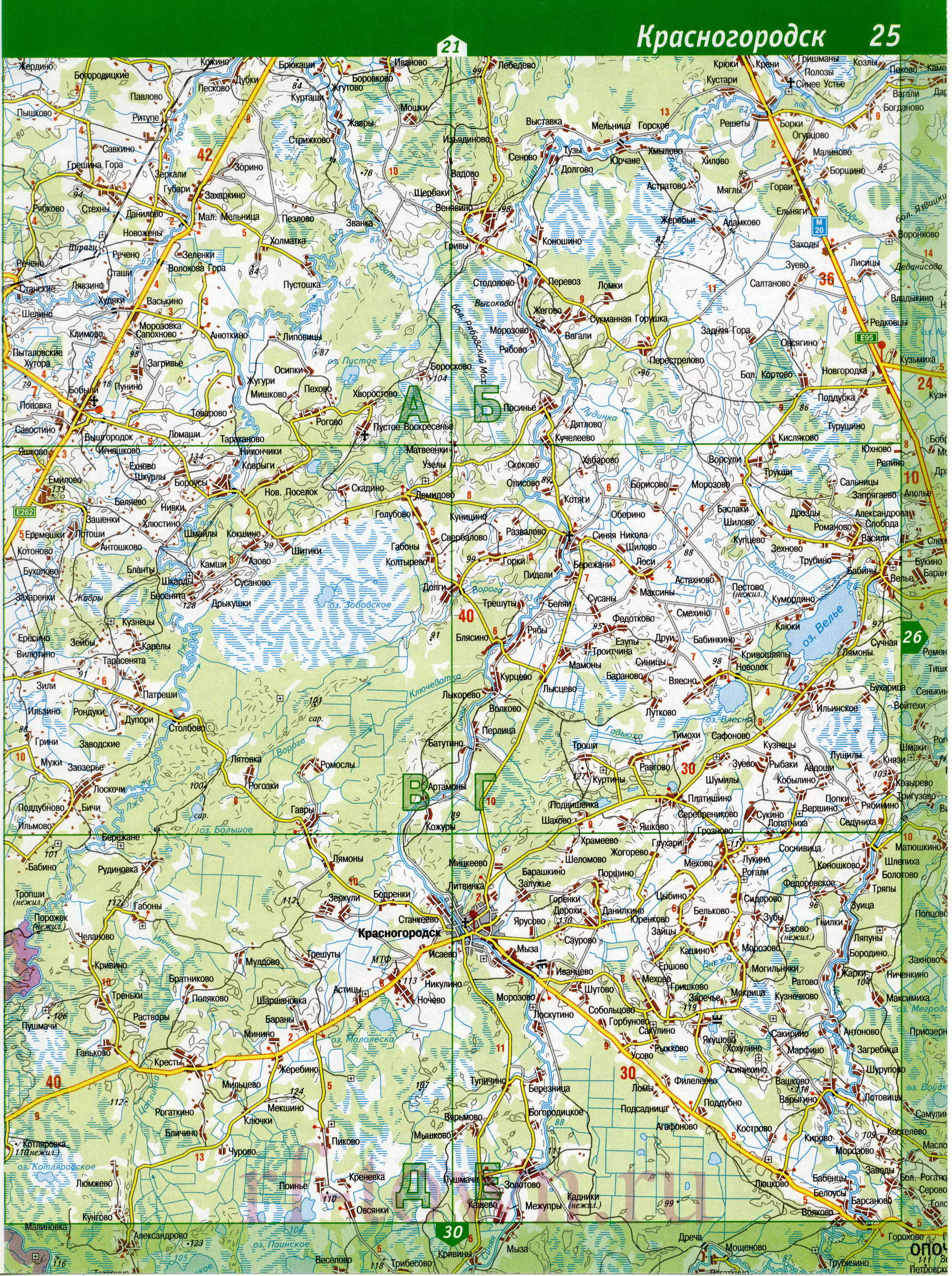 Пыталовский район. Карта Пыталовского района Псковской области, B0 - 