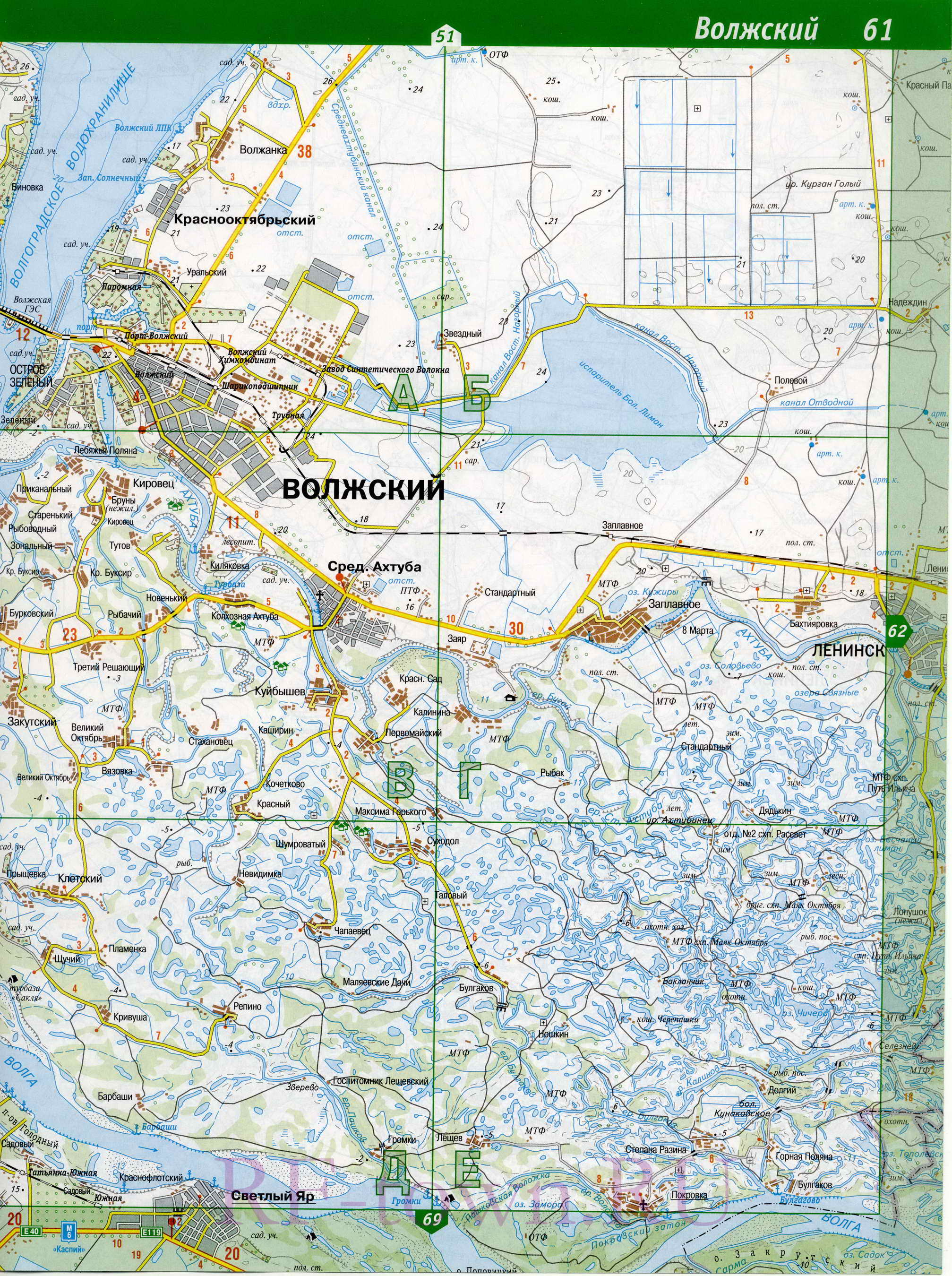 Среднеахтубинский район на карте.Топографическая карта Среднеахтубинского района Волгоградской области, A1 - 