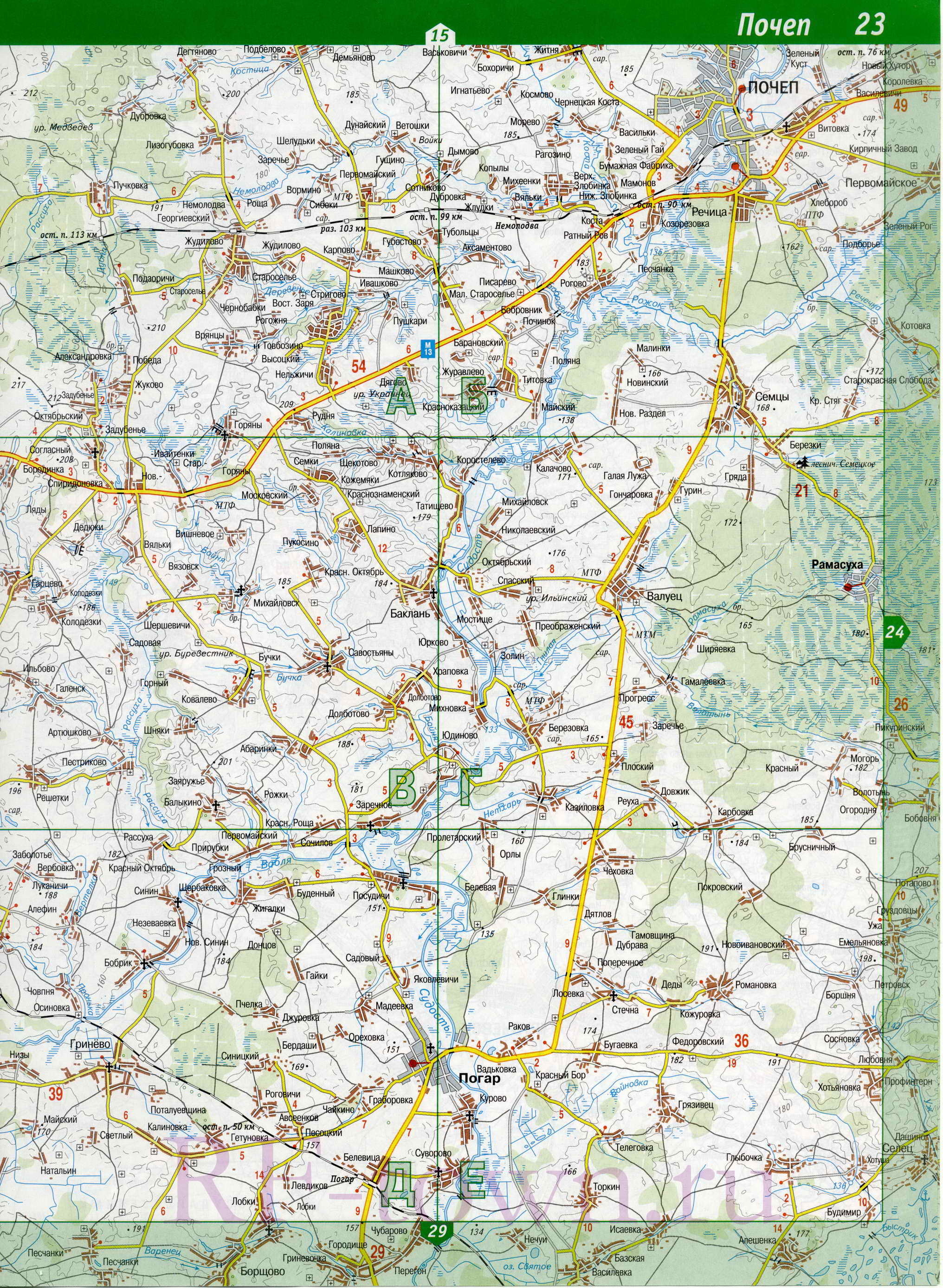 Топографическая Карта Почепского Района