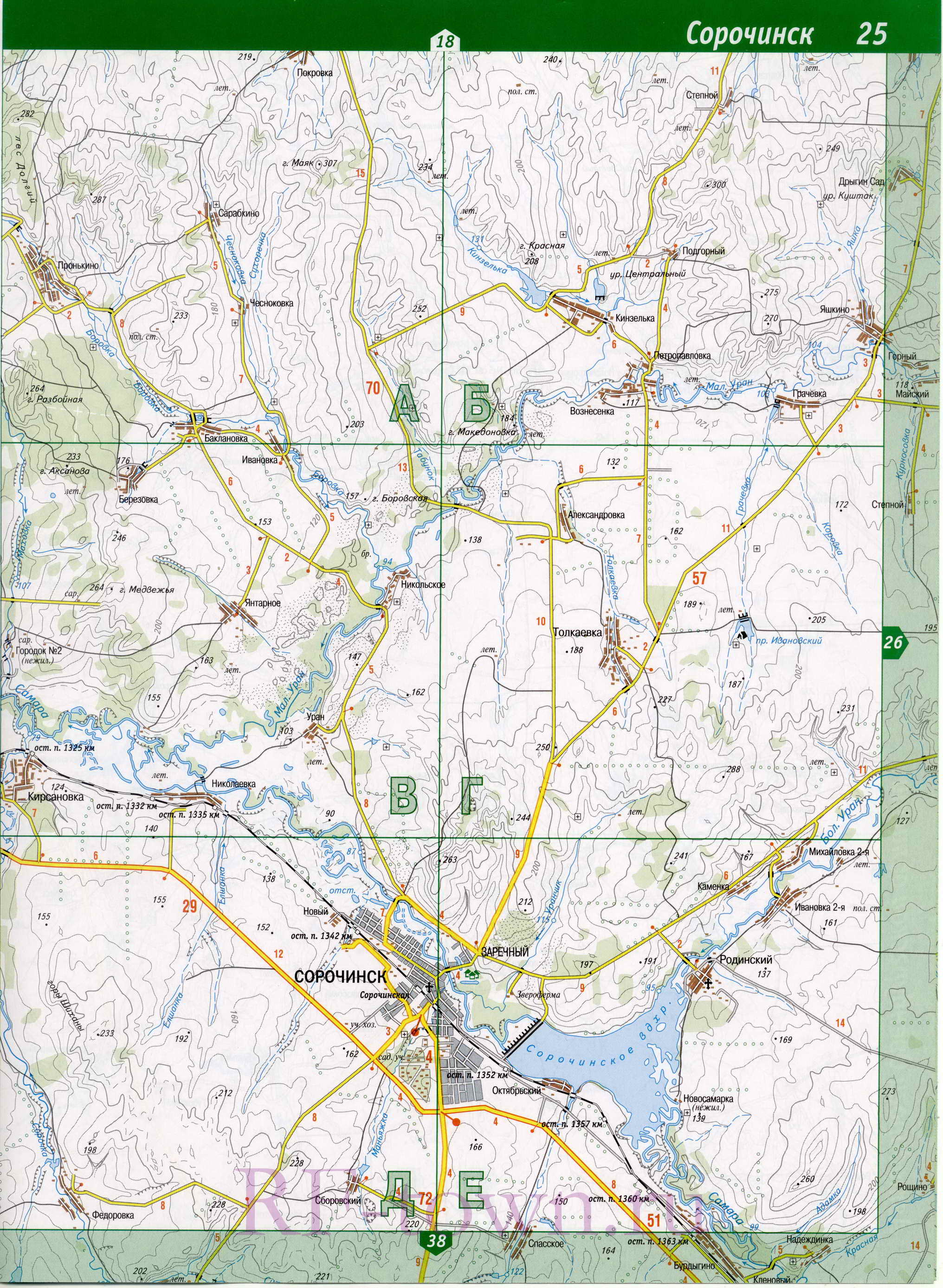 Красногвардейский район карта. Топографическая карта Красногвардейского р-на Оренбургской области, A1 - 