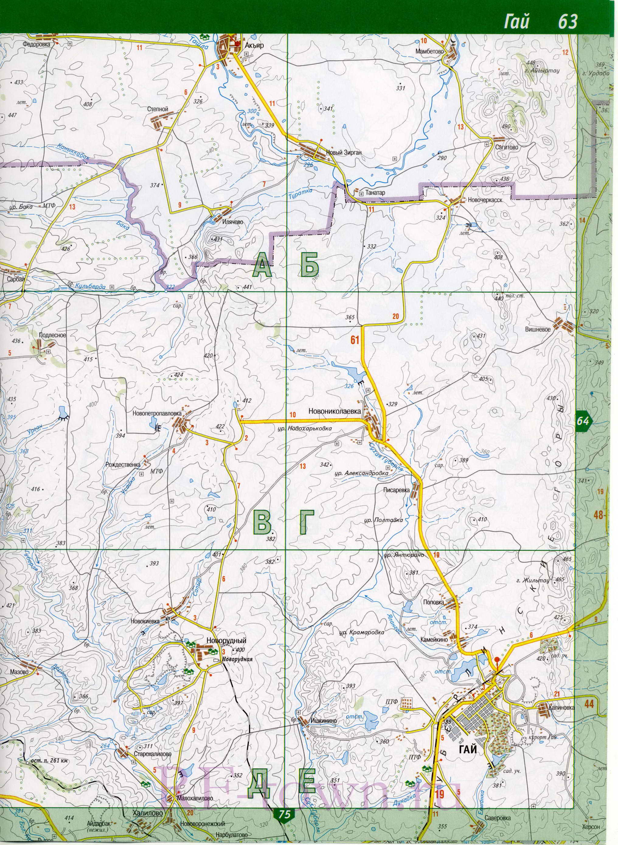 Кувандыкский район карта. Топографическая карта Кувандыкского р-на Оренбургской области масштаба 1см:2км, C0 - 
