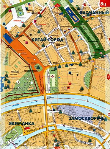 Карта Москвы в пределах Садового кольца. Подробная карта центра г.Москва .скачать бесплатно карту Москвы