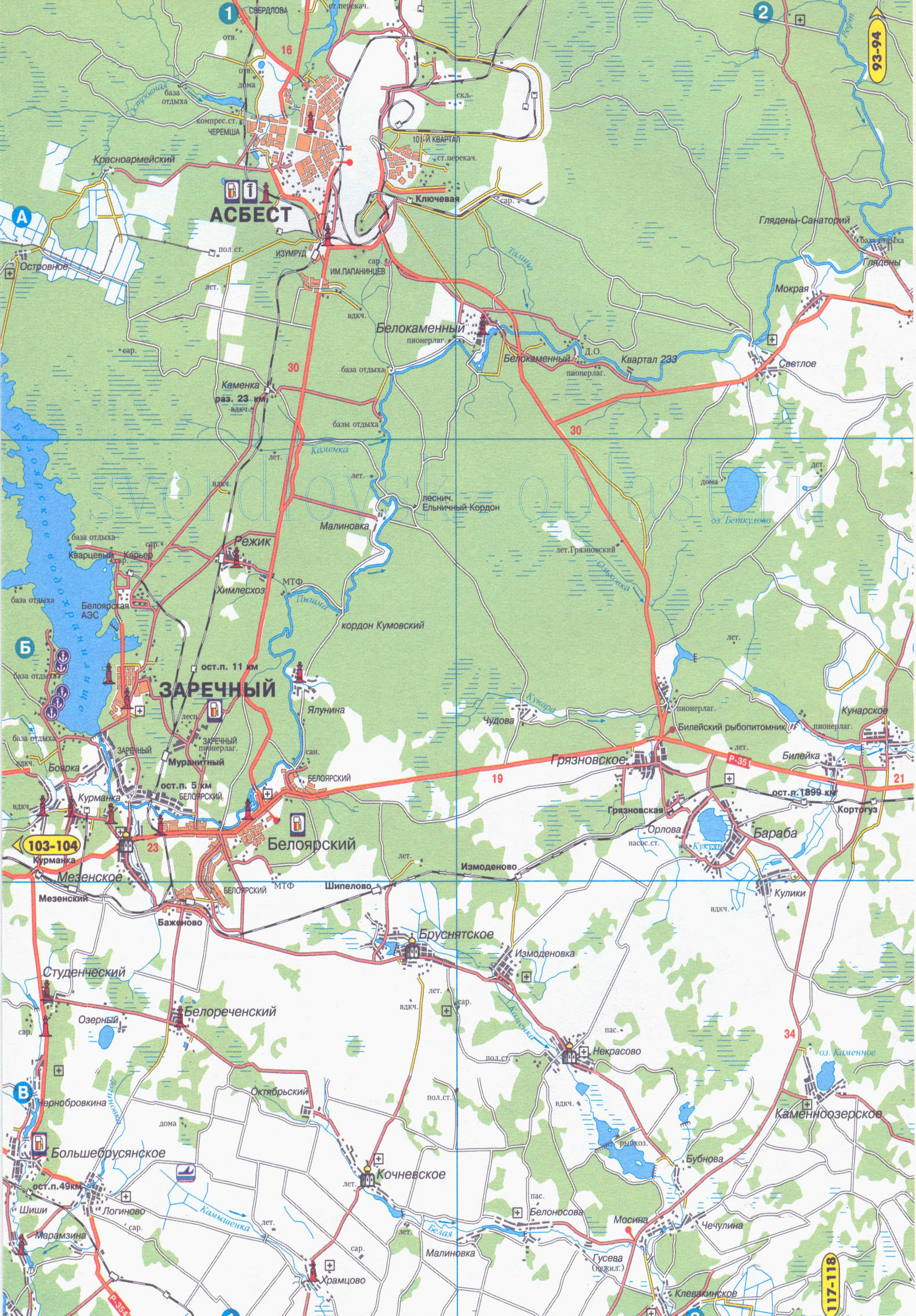 Белоярский район. Карта Белоярского района Свердловской области, B0 - 