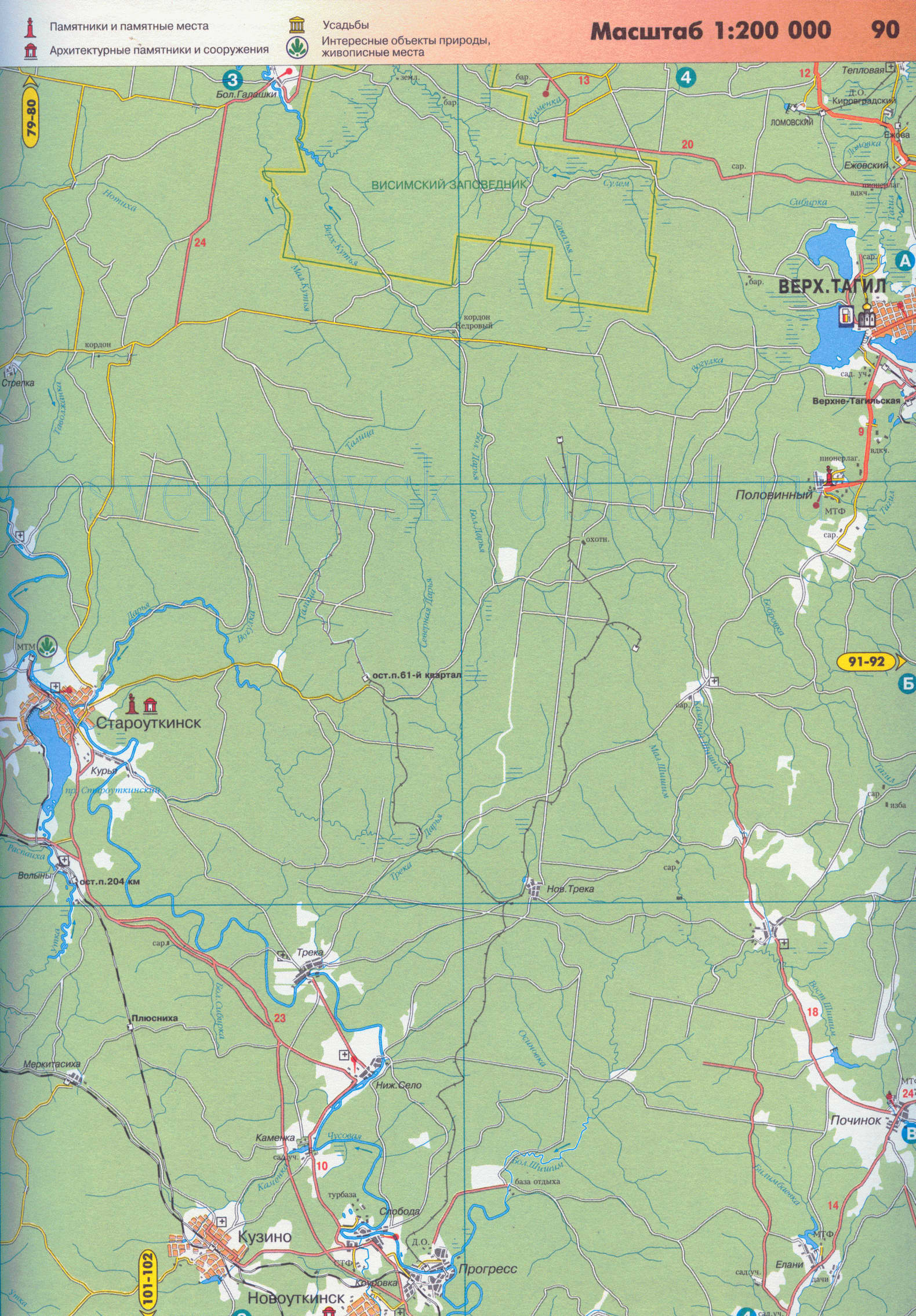 Шалинский район. Карта Шалинского района Свердловской области. Топографическая карта Шалинского района, C0 - 