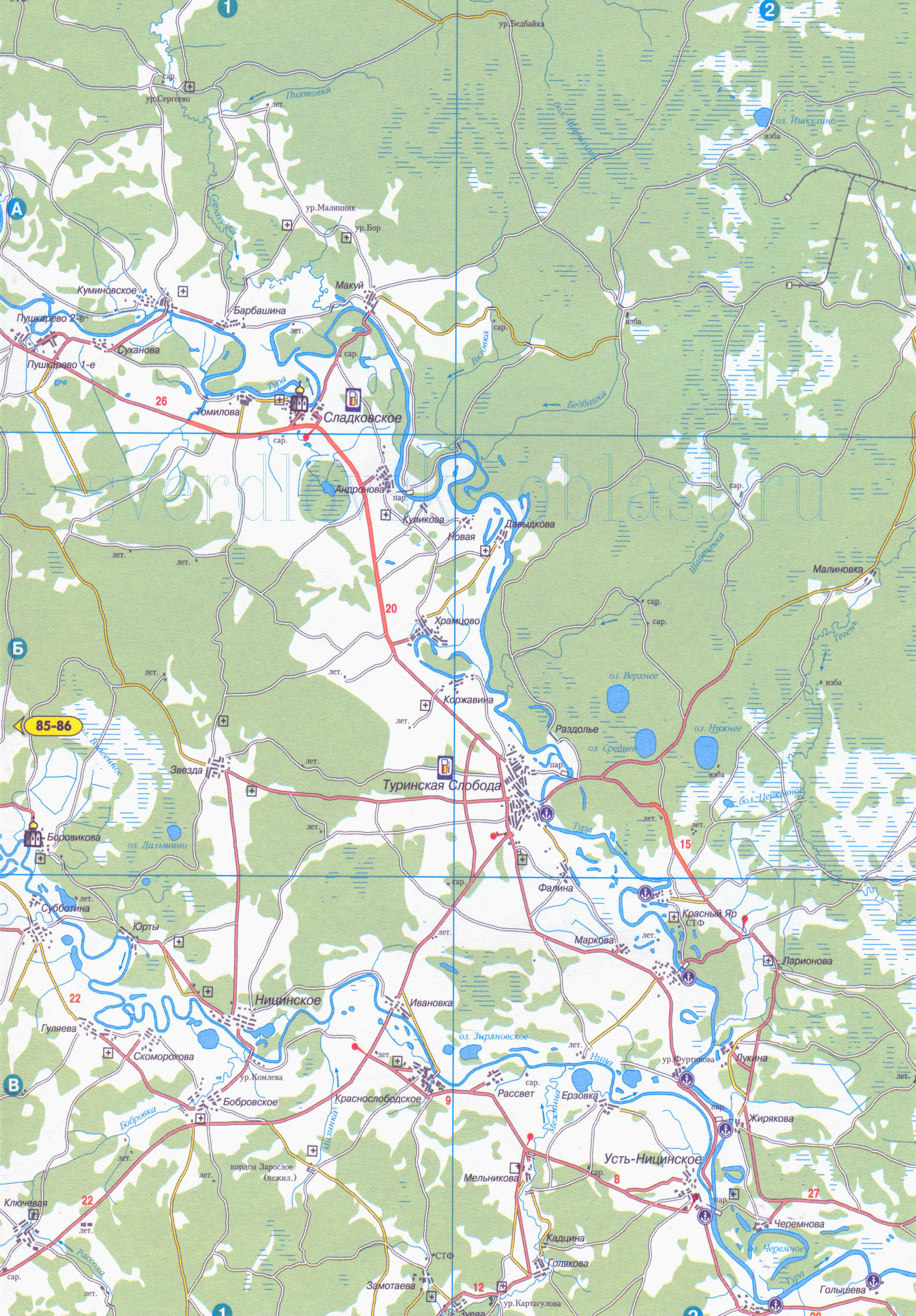 Слободо-Туринский район. Карта Слободо-Туринского района, Свердловская область, B0 - 